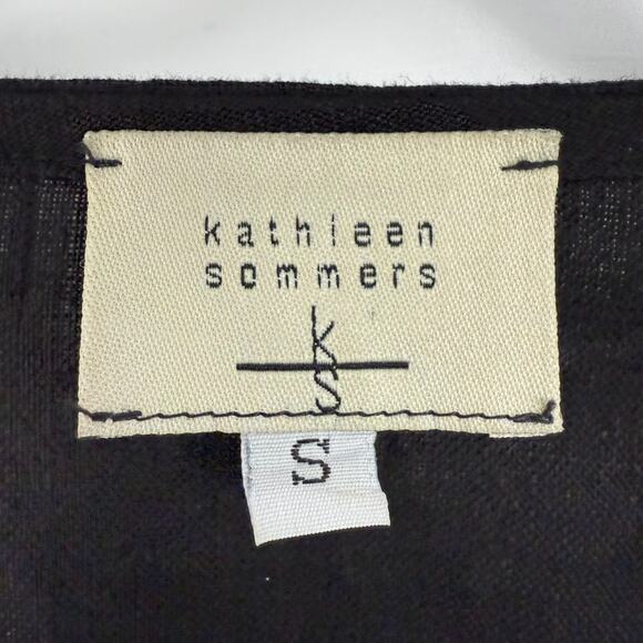 Kathleen Sommers Shirt Womens S Black Linen Button Front Pocket USA Minimalist - Picture 8 of 9
